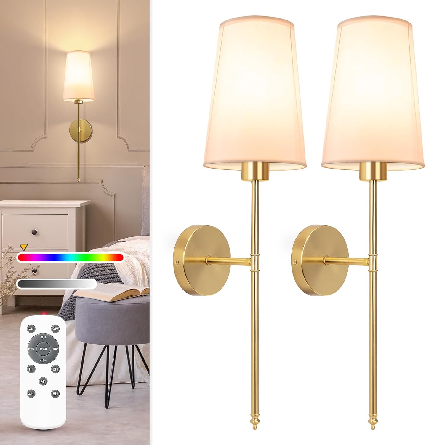 Installing NIORSUN Wireless Wall Sconces Battery Operated on a bedroom wall