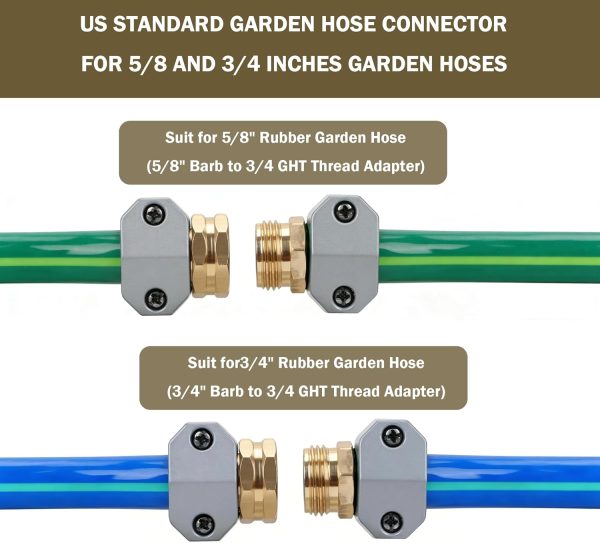 Pavo Garden Hose Repair Connector Set Aluminum Zinc Clamps-3