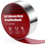 Metal Tape Adhesive Thin Metal Strips 1.57" x 6.56 Ft Ferrous Tape for Magnets Metallic Steel Strip Roll for Figures Shelf Home Decoration (Silver)-0