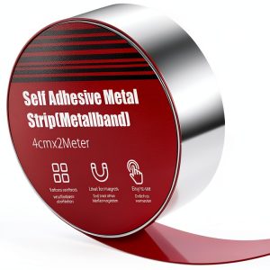 Metal Tape Adhesive Thin Metal Strips 1.57" x 6.56 Ft Ferrous Tape for Magnets Metallic Steel Strip Roll for Figures Shelf Home Decoration (Silver)-0