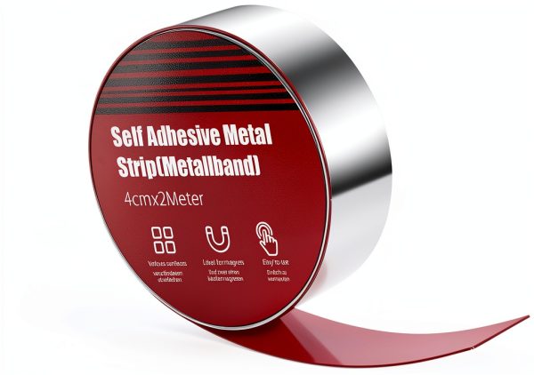 Metal Tape Adhesive Thin Metal Strips 1.57" x 6.56 Ft Ferrous Tape for Magnets Metallic Steel Strip Roll for Figures Shelf Home Decoration (Silver)-0