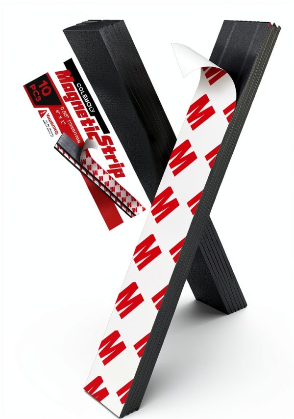 Magnetic Strips 10 Pcs Flexible Magnetic Tape Strong Magnet Strips with Adhesive Backing Heavy Duty Strong Magnet Tool-0