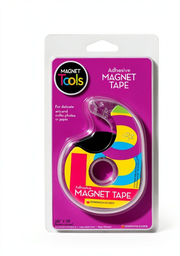 Dowling Magnets Adhesive Magnet Tape, 1 roll (25 ft x .75 in) in Dispenser, Thin Dark Gray, for Paper and Photos. Item 735001-1